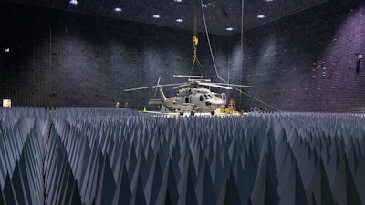 The anechoic chamber at the Naval Air Warfare Center Aircraft Division at Naval Air Station Patuxent River.