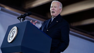 President Joe Biden speaks about his economic agenda at the Wisconsin Black Chamber of Commerce, Wednesday, Dec. 20, 2023, in Milwaukee.