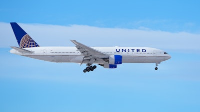 A United Airlines jetliner heads in for a landing at Denver International Airport after a winter storm swept through the region Tuesday, Jan. 16, 2024, in Denver.