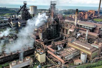 A view of Tata Steel's Port Talbot steelworks in south Wales, Sept. 15, 2023. Indian firm Tata Steel says it will close both blast furnaces at its plant in Port Talbot, Wales, with the loss of about 3,000 jobs.