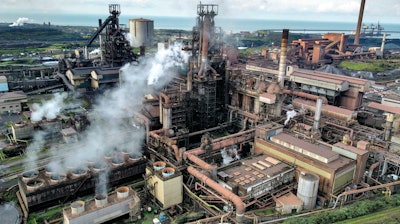 A view of Tata Steel's Port Talbot steelworks in south Wales, Sept. 15, 2023. Indian firm Tata Steel says it will close both blast furnaces at its plant in Port Talbot, Wales, with the loss of about 3,000 jobs.