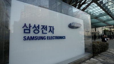A logo of the Samsung Electronics Co. is seen at its office in Seoul, South Korea, Wednesday, Jan. 31, 2024.