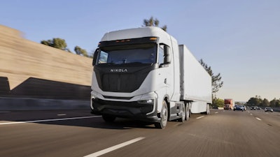 The Class 8 Nikola hydrogen fuel cell electric vehicle.