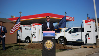 Kentucky Governor Andy Beshear sharing remarks on new NEVI site.