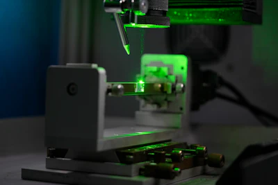 A laser cuts a lab-grown diamond at Greenlab Diamonds, in Surat, India, Monday, Feb. 5, 2024.