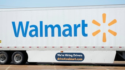 A tractor trailer bearing the Walmart logo in Richland, Miss., Sept. 6, 2023.