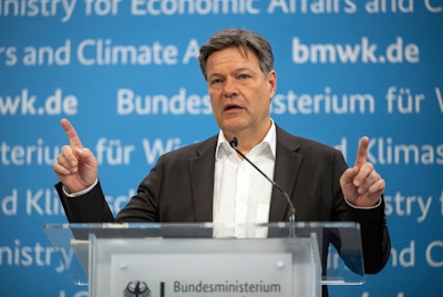 Robert Habeck, Federal Minister for Economic Affairs and Climate Protection, speaks at a press conference to present the key points of the Carbon Management Strategy (CMS) and the draft bill for the amendment to the Carbon Dioxide Storage Act in Berlin, Germany, Monday Feb. 26, 2024.