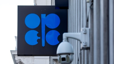 The logo of the Organization of the Petroleoum Exporting Countries (OPEC) is seen outside of OPEC's headquarters in Vienna, Austria, March 3, 2022.