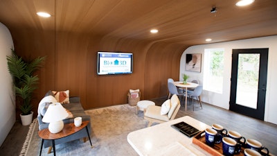 The inside of the University of Maine's first 3D printed home is visible on Oct. 12, 2023, in Orono, Maine.