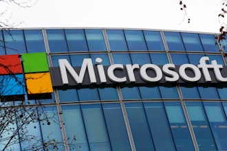 The Microsoft logo is pictured outside the headquarters in Paris, on Jan. 8, 2021.