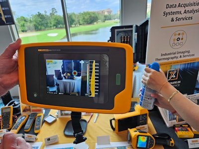 Fluke's acoustic imager is demonstrated at Xcelerate 2024 in Orlando.