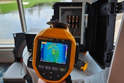 Fluke's thermal imager is demonstrated at Xcelerate 2024 in Orlando.