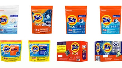 This photo provided by Consumer Product Safety Commission shows Tide Pods protects. Procter & Gamble is recalling more than 8 million bags of Tide, Gain, Ace and Ariel laundry detergent packets sold in the U.S. and Canada, Friday, April 5, 2024. That's because there's a defect in the products’ child-resistant packaging.