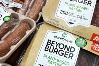 Beyond Meat products are seen in a refrigerated case inside a grocery store in Mount Prospect, Ill., Feb. 19, 2022.