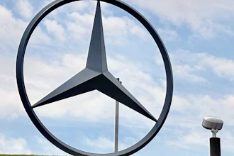 The Mercedes emblem is displayed outside the Mercedes-Benz U. S. International, Inc. plant in Tuscaloosa, Ala., on May 5, 2024.