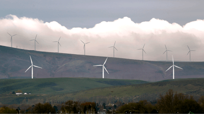 Wind turbines are seen on April 16, 2019, south of Kennewick, Wash. Washington Gov. Jay Inslee on Thursday, May 23, 2024, rejected a recommendation to cut a proposal for what would be the state's largest wind farm in half, giving new life to the $1.7 billion project.