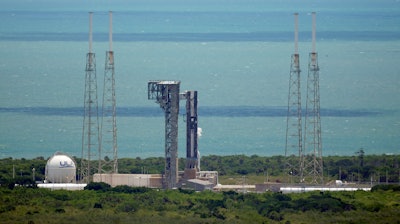 Boeing's Starliner capsule, atop an Atlas V rocket, sits the launch pad at Space Launch Complex 41 after being scrubbed Saturday, June 1, 2024, in Cape Canaveral, Fla.