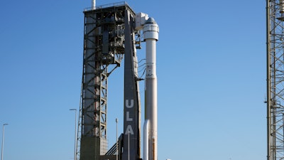 Boeing's Starliner capsule, atop an Atlas V rocket, sits on the launch pad at Space Launch Complex 41 Monday, June 3, 2024, in Cape Canaveral, Fla