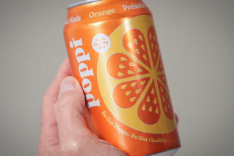 A can of Poppi prebiotic soda is shown on April 10, 2024, in New York.