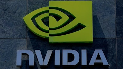 A sign on the Nvidia office building is shown in Santa Clara, Calif., on May 31, 2023.