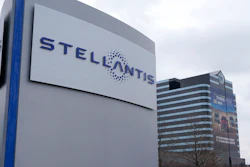 The Stellantis sign seen outside the Chrysler Technology Center.