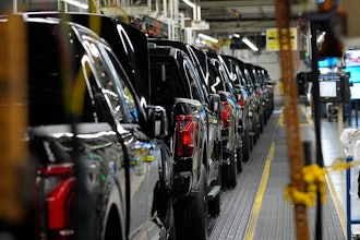 Ford F-150 trucks assembled at Ford's Dearborn Truck Plant, Dearborn, Mich., April 11, 2024.