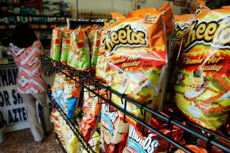 Flamin' Hot Cheetos are pictured near the front door of La Azteca Market in South Los Angeles, Aug. 22, 2008.