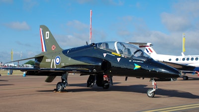 A Hawk T-1 advanced trainer aircraft.