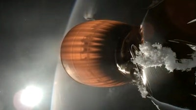 This image from video provided by SpaceX shows the upper stage engine of a SpaceX Falcon 9 rocket, which blasted off from California on Thursday, July 11, 2024.