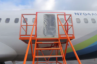 This photo released by the National Transportation Safety Board shows an opening in the fuselage where a door plug fell from Alaska Airlines Flight 1282, on Jan. 7, 2024, in Portland, Ore.