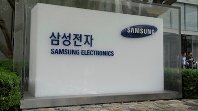 The logo of the Samsung Electronics Co. is seen at its office in Seoul, South Korea.