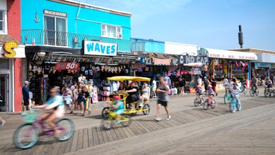 Small businesses line the boardwalk in Wildwood, N.J., on Aug. 9, 2024.