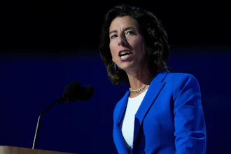 Gina Raimondo, U.S. Secretary of Commerce, speaks during the Democratic National Convention on Aug. 19, 2024, in Chicago.