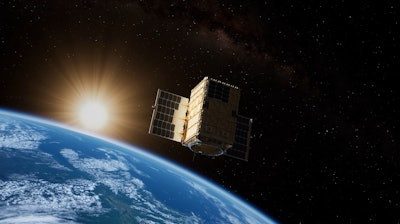 On-orbit render of the Q4S satellite.