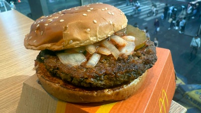 A McDonald's Quarter Pounder hamburger shown in Times Square, New York, Oct. 23, 2024.