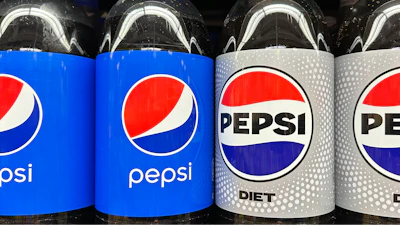 Pepsi soft drinks in plastic bottles are on sale at a grocery store in New York on Nov. 15, 2023.