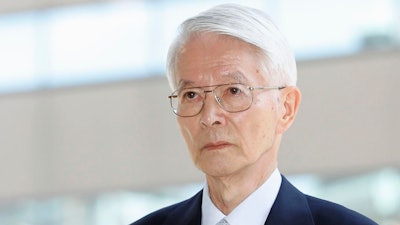 Former Tokyo Electric Power Co. (TEPCO) chairman Tsunehisa Katsumata arrives at Tokyo District Court in Tokyo Thursday, Sept. 19, 2019.