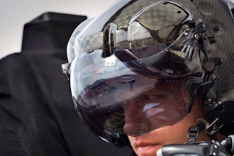 The helmet display of an F-35 pilot.