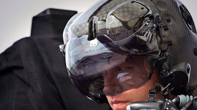 The helmet display of an F-35 pilot.