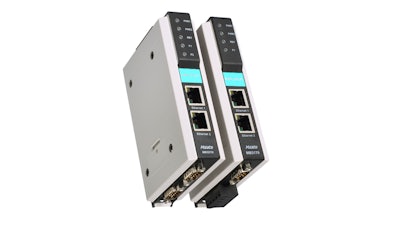 Moxa MGate MB3170 and MB3270 industrial Ethernet gateways convert between Modbus TCP, ASCII and RTU communications protocols.