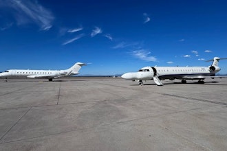 The DSaT system, housed on a civilian aircraft (right), was successfully showcased at Vanguard 24, aligning with the Army’s Global 6500 Jet Trainer (left). Vanguard provides a venue to test emerging technologies, tools and concepts that address specific capability gaps and future warfighting requirements.