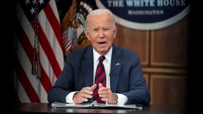 President Joe Biden speaks during a briefing about preparations for Hurricane Milton and the response to Hurricane Helene in the South Court Auditorium on the White House complex in Washington, Wednesday, Oct. 9, 2024.