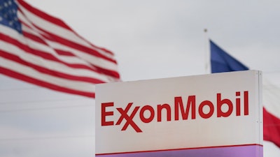 An ExxonMobil fuel storage and distribution facility is shown in Irving, Texas, on Jan. 25, 2023.