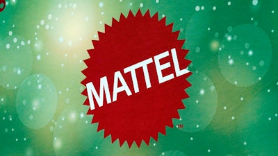 The Mattel logo is displayed at the TTPM 2024 Holiday Showcase event, in New York, Sept. 17, 2024.