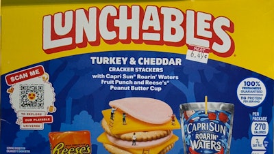 A Lunchables package on a grocery store shelf in New York, Nov. 12, 2024.