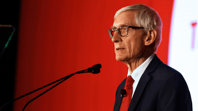 Governor Tony Evers speaks during an announcement of Eli Lilly expanding in Bristol, Wis., Thursday, Dec. 5, 2024, as Lilly said it will expand a Kenosha County, Wis., factory it bought early this year.