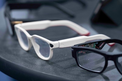 Mustard unveils their new consumer line of AI smart glasses with built-in privacy guards during 2025 CES Unveiled, Sunday, Jan. 5, 2025, in Las Vegas.