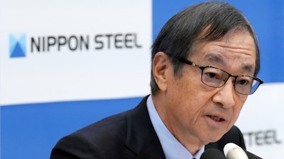 Eiji Hashimoto, chairman and CEO of Nippon Steel Corporation, attends a press conference at their company headquarters Tuesday, Jan. 7, 2025, in Tokyo.