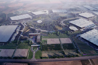 This image provided by Anduril Industries shows a rendering of a manufacturing facility Anduril Industries is preparing to build in central Ohio state officials announced Thursday, Jan. 16, 2025.