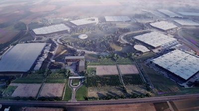 This image provided by Anduril Industries shows a rendering of a manufacturing facility Anduril Industries is preparing to build in central Ohio state officials announced Thursday, Jan. 16, 2025.
